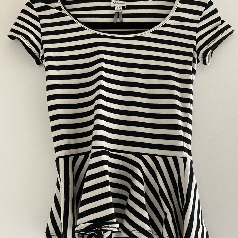 Women’s Black + White Peplum Top